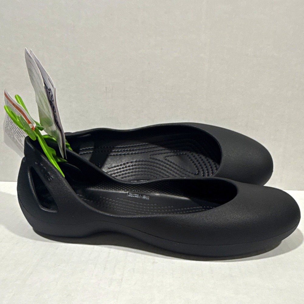 Crocs Black Logo Slip On Kadee  Flats Women's size 11 W Round Toe NEW
